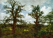 Caspar David Friedrich Landscape with Oak Trees and a Hunter oil